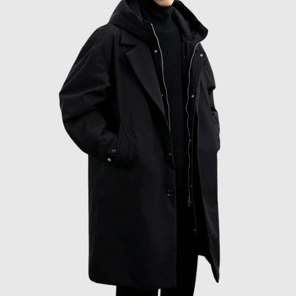 Men's Waterproof Raincoat | All Weather Layered Hood Fit Front