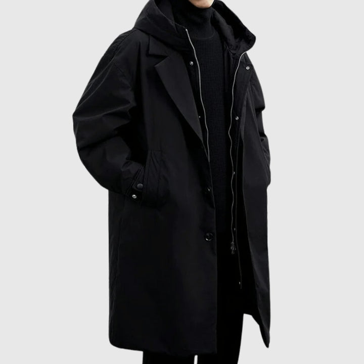 Men's Waterproof Raincoat | All Weather Layered Hood Fit Front
