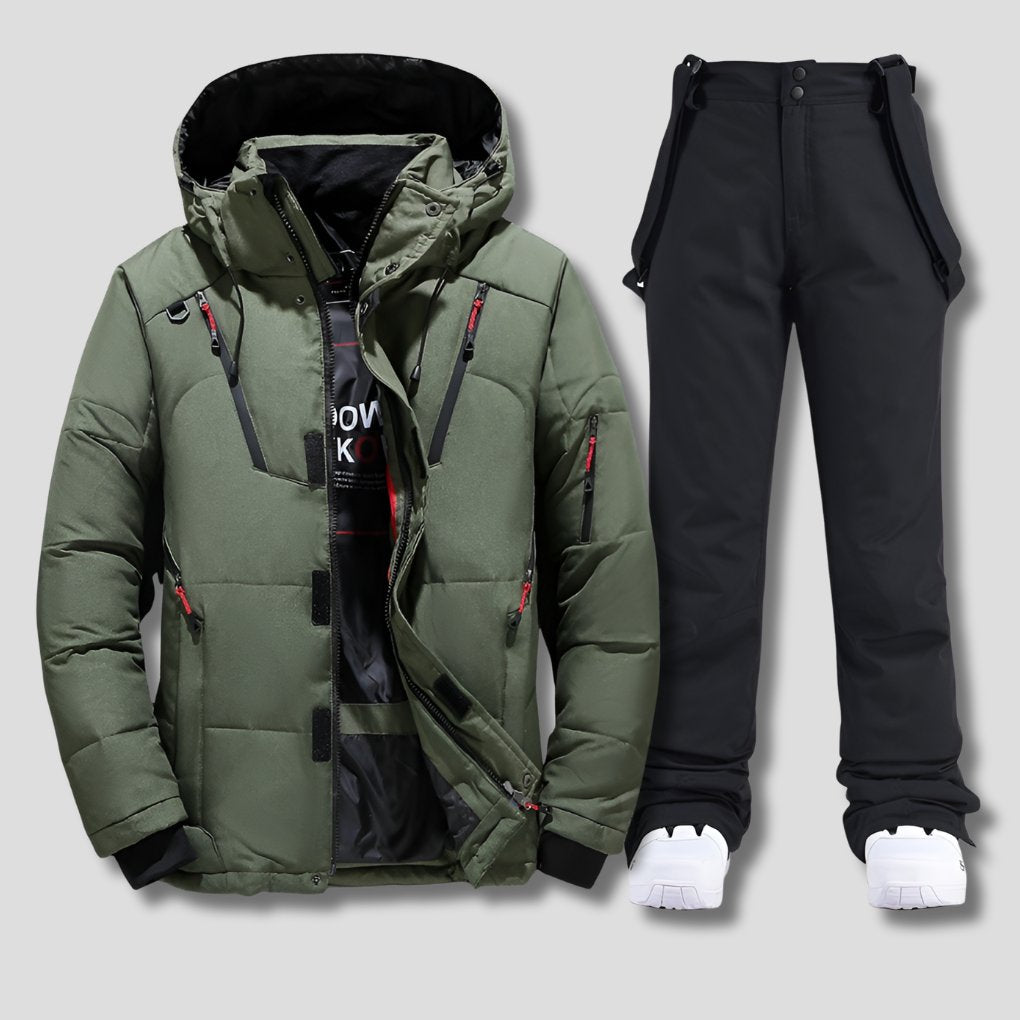 Men's Weather-Resistant Ski Suit | Bib Suspender Snow Set Front