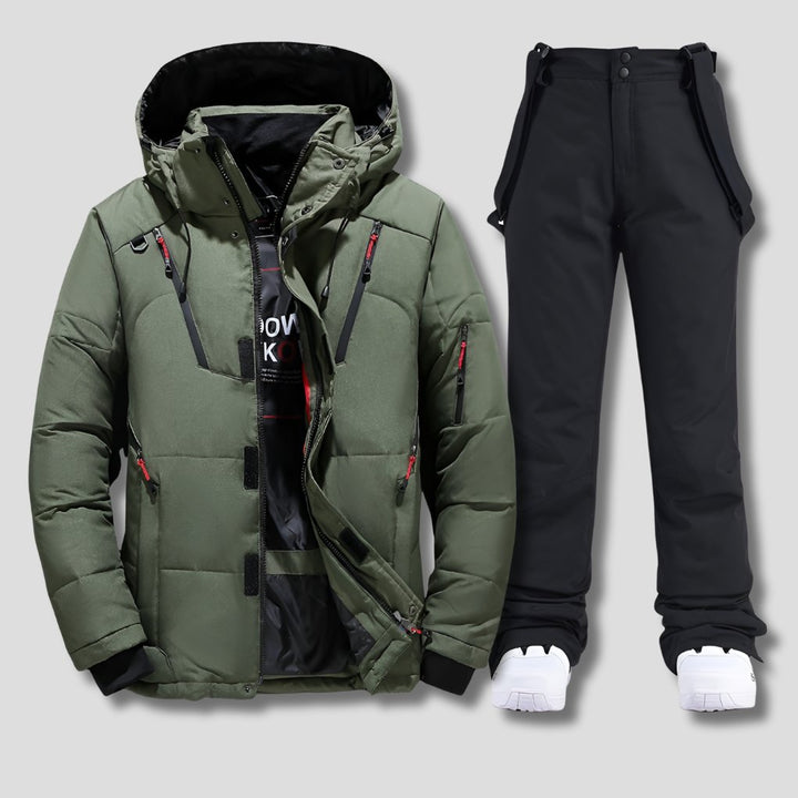 Men's Weather-Resistant Ski Suit | Bib Suspender Snow Set Front
