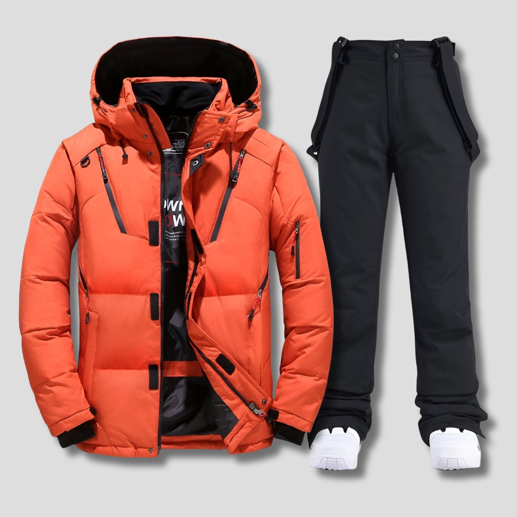 Men's Weather-Resistant Ski Suit | Bib Suspender Snow Set Side