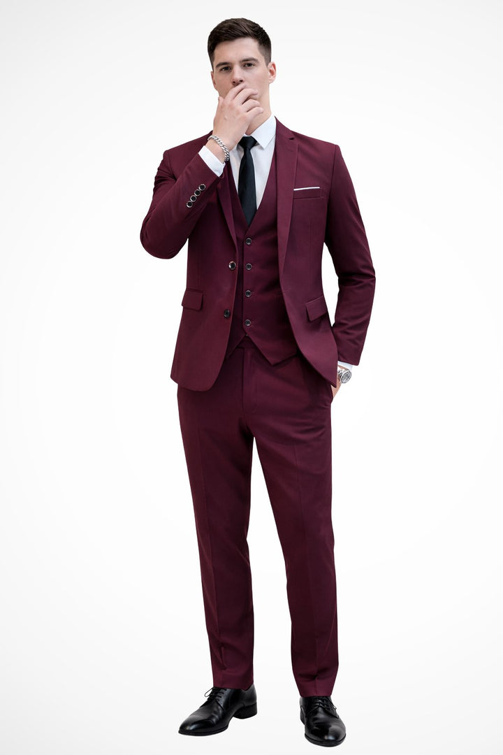 Men's Wedding Guest Suit | Slim Fit Three Piece Notch Lapel Detail