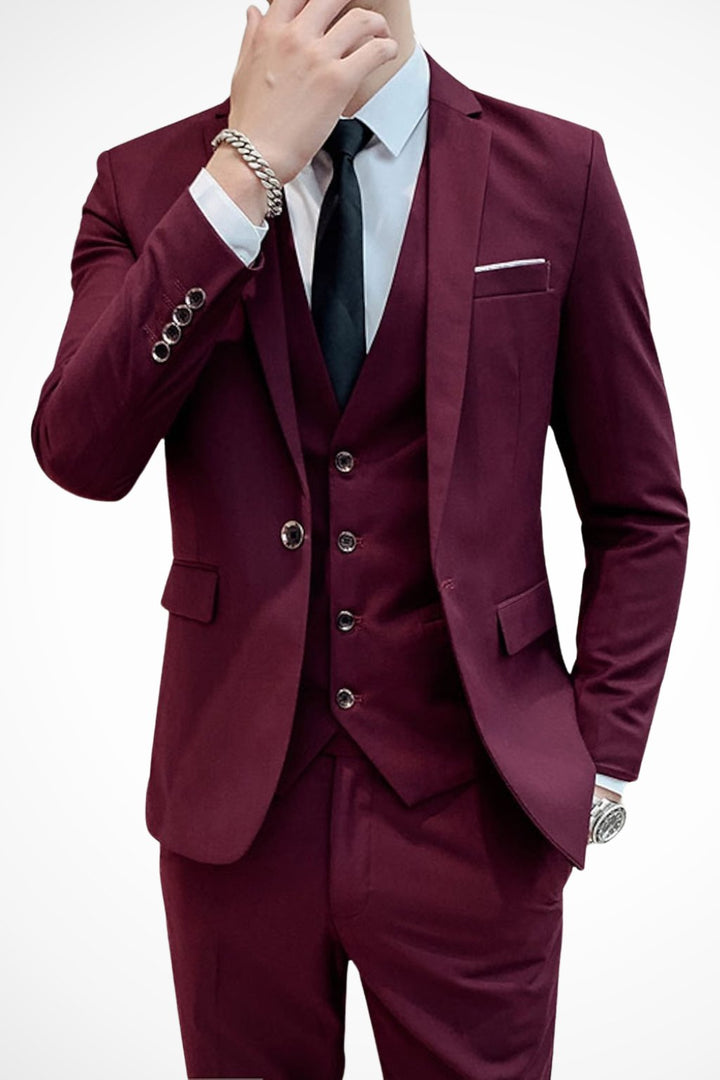 Men's Wedding Guest Suit | Slim Fit Three Piece Notch Lapel Side