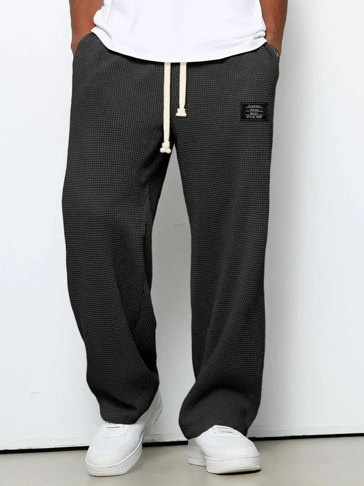 Men's Wide Leg Oxford Trousers | Comfortable Fit City Wear Angle