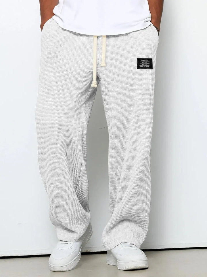 Men's Wide Leg Oxford Trousers | Comfortable Fit City Wear Detail