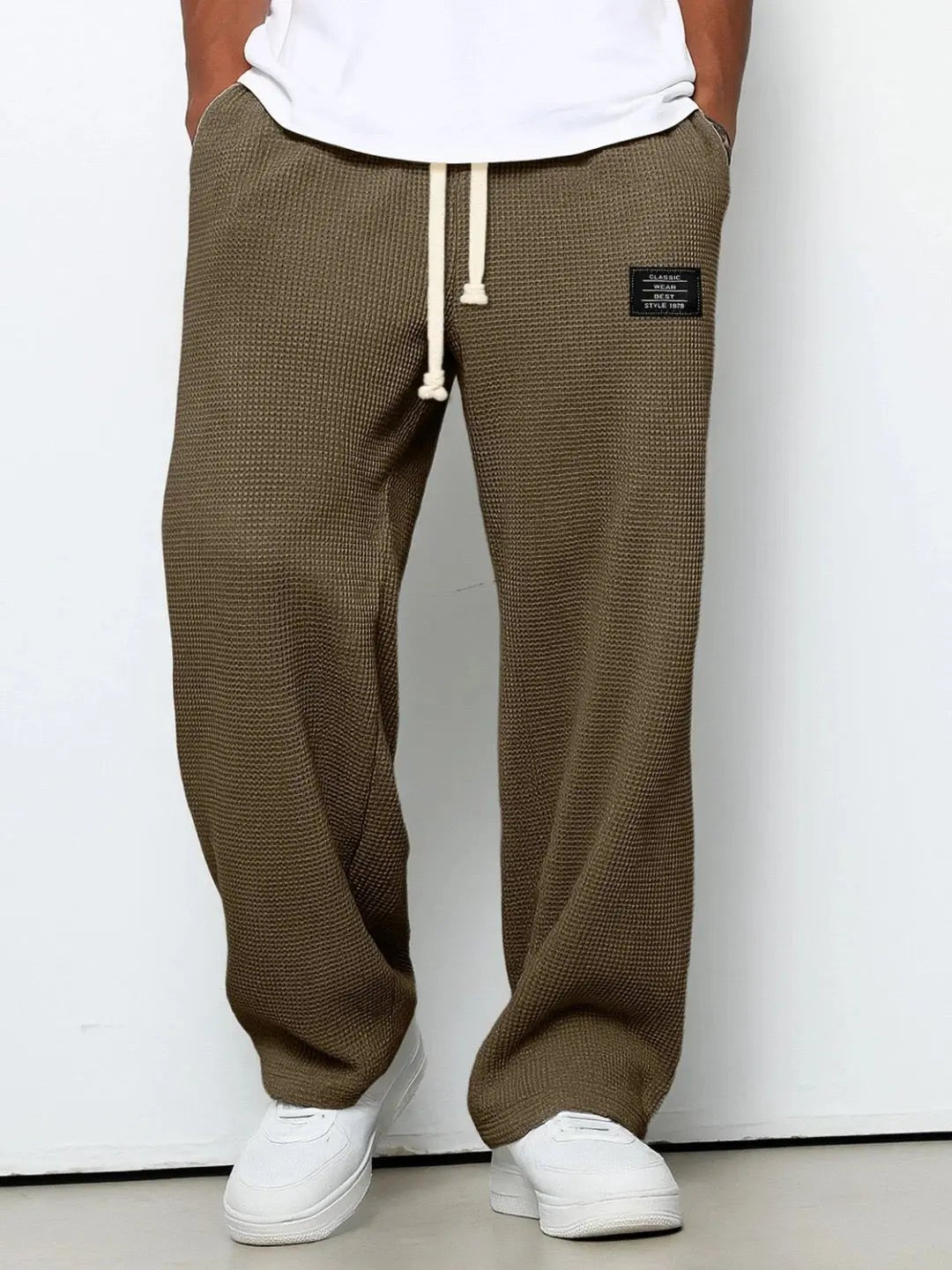 Men's Wide Leg Oxford Trousers | Comfortable Fit City Wear Full