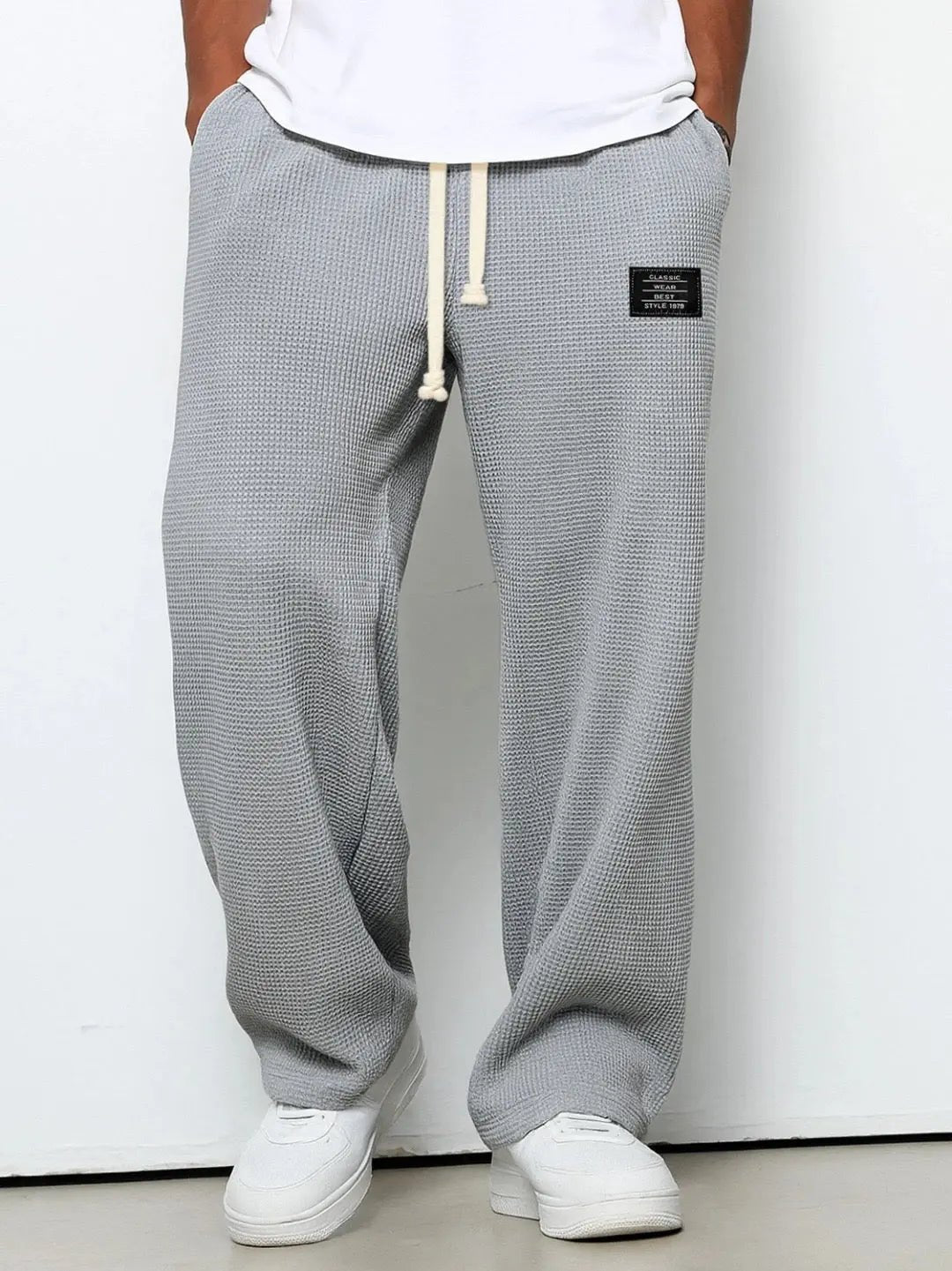 Men's Wide Leg Oxford Trousers | Comfortable Fit City Wear Side