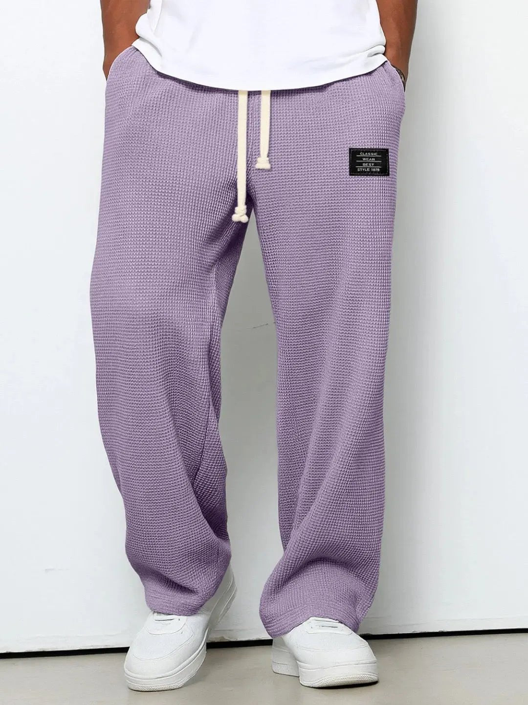 Men's Wide Leg Oxford Trousers | Comfortable Fit City Wear View 11