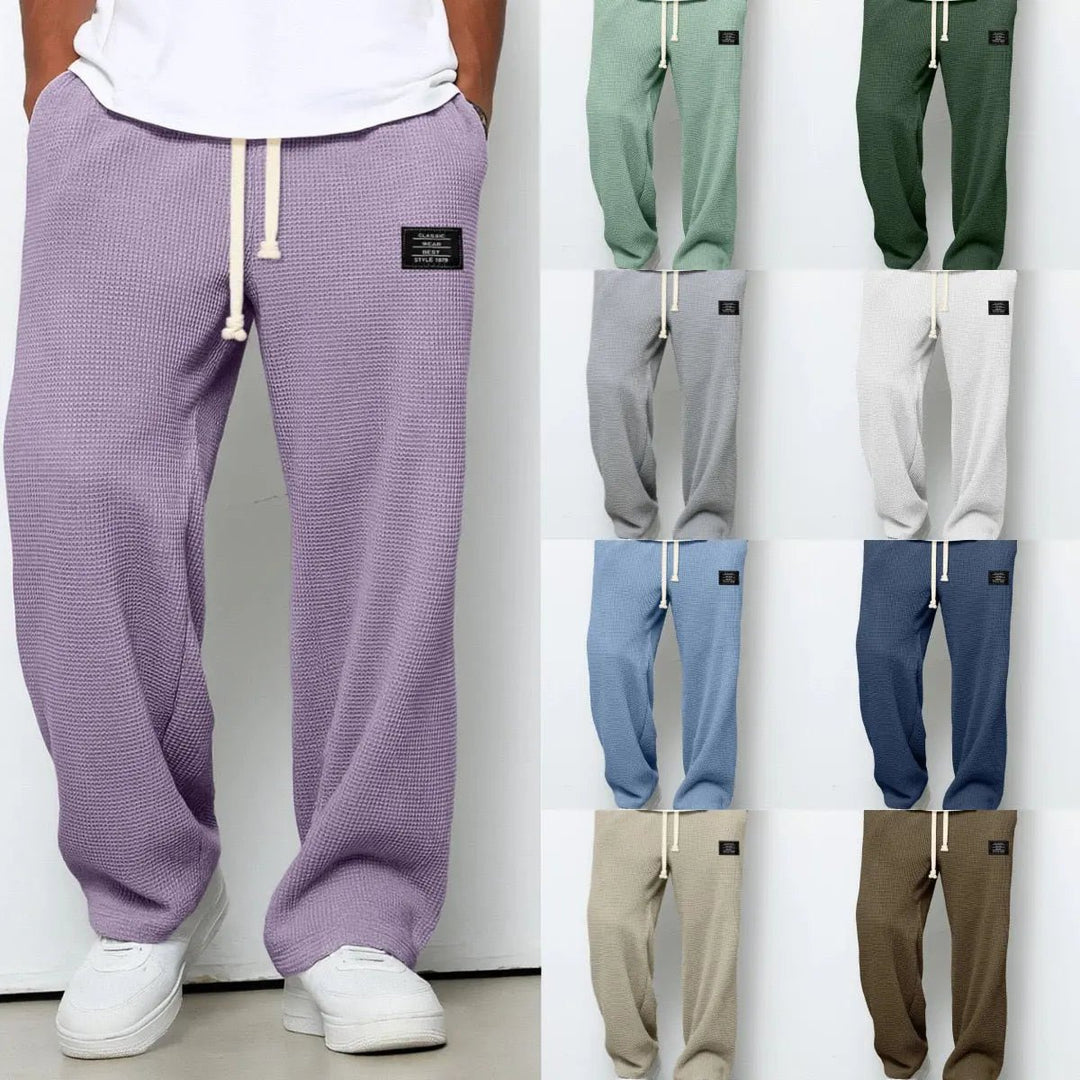 Men's Wide Leg Oxford Trousers | Comfortable Fit City Wear View 12