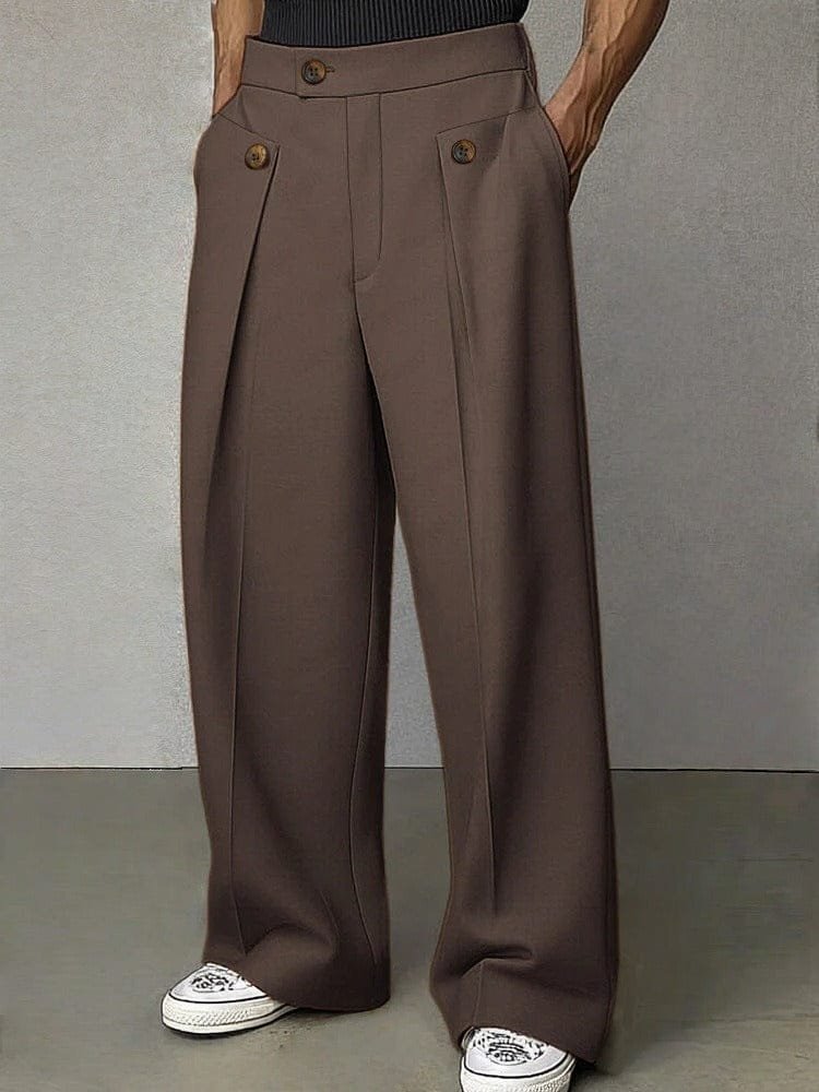 Men's Wide-Leg Trousers | Structured Fit with Side Tab Close Up