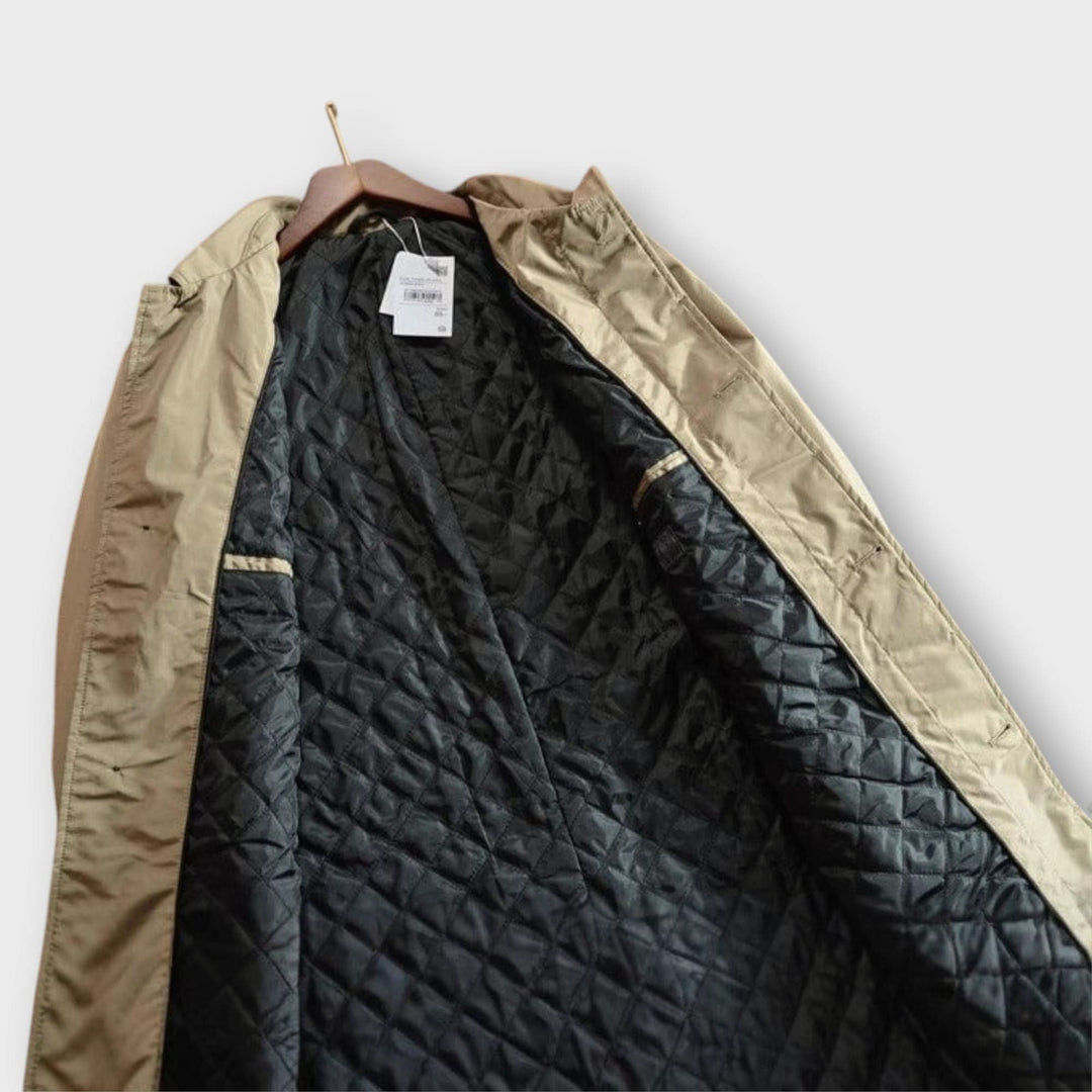 Men's Windproof Fly Front Coat | Relaxed Fit Weatherproof Close Up