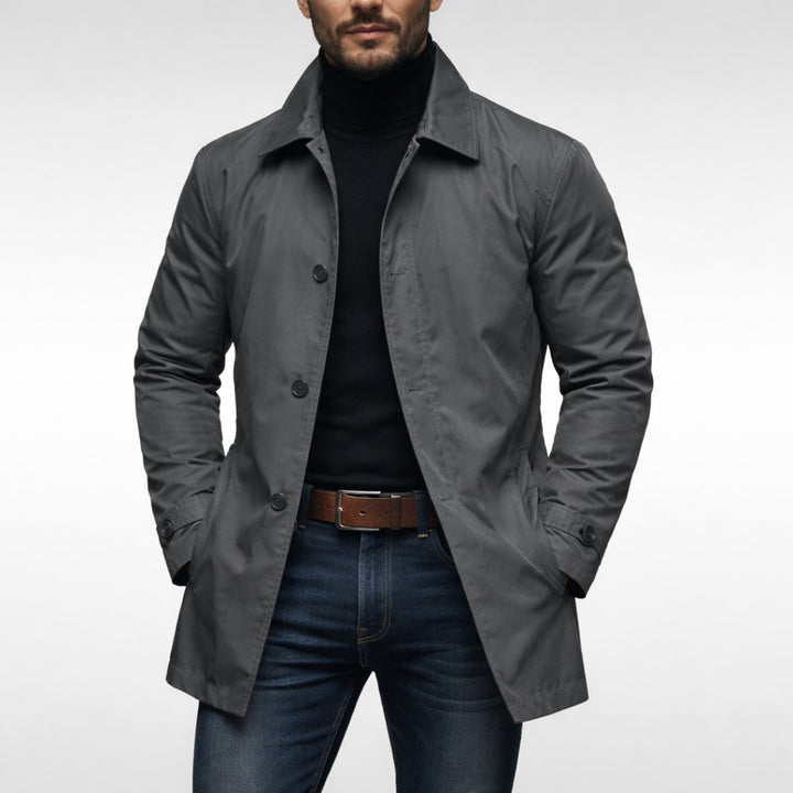 Men's Windproof Fly Front Coat | Relaxed Fit Weatherproof Front