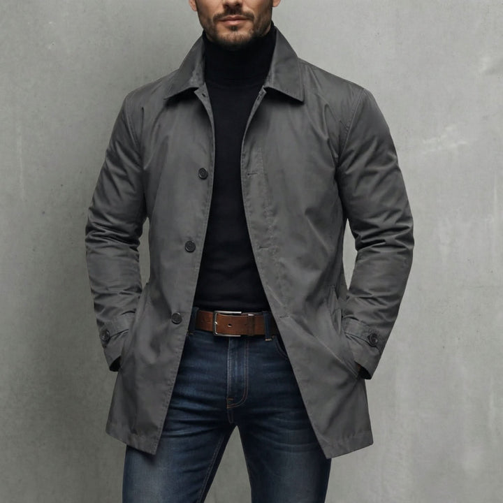 Men's Windproof Fly Front Coat | Relaxed Fit Weatherproof Hero
