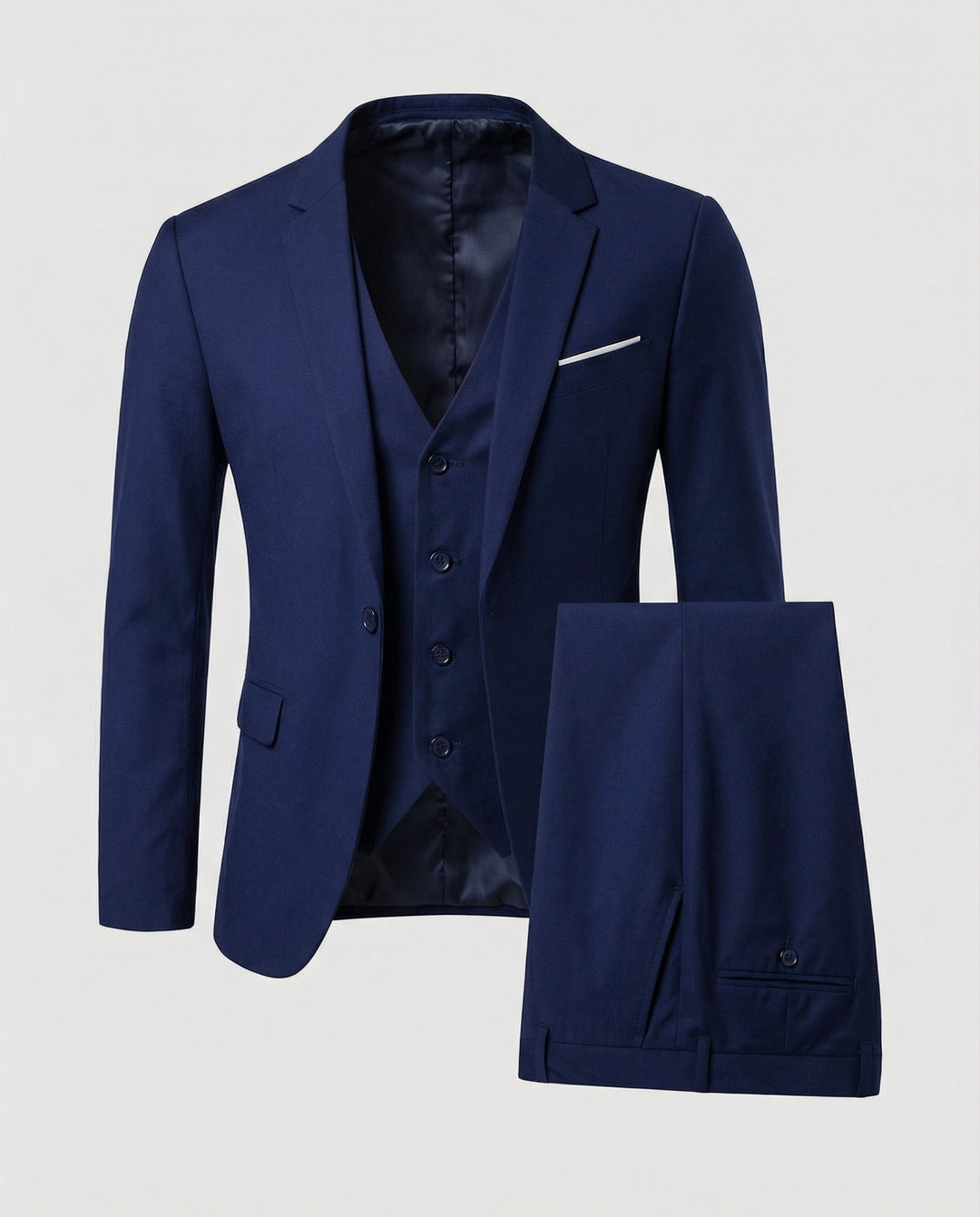 Men's Wool Blend Suit | Three Piece Formal Set Back