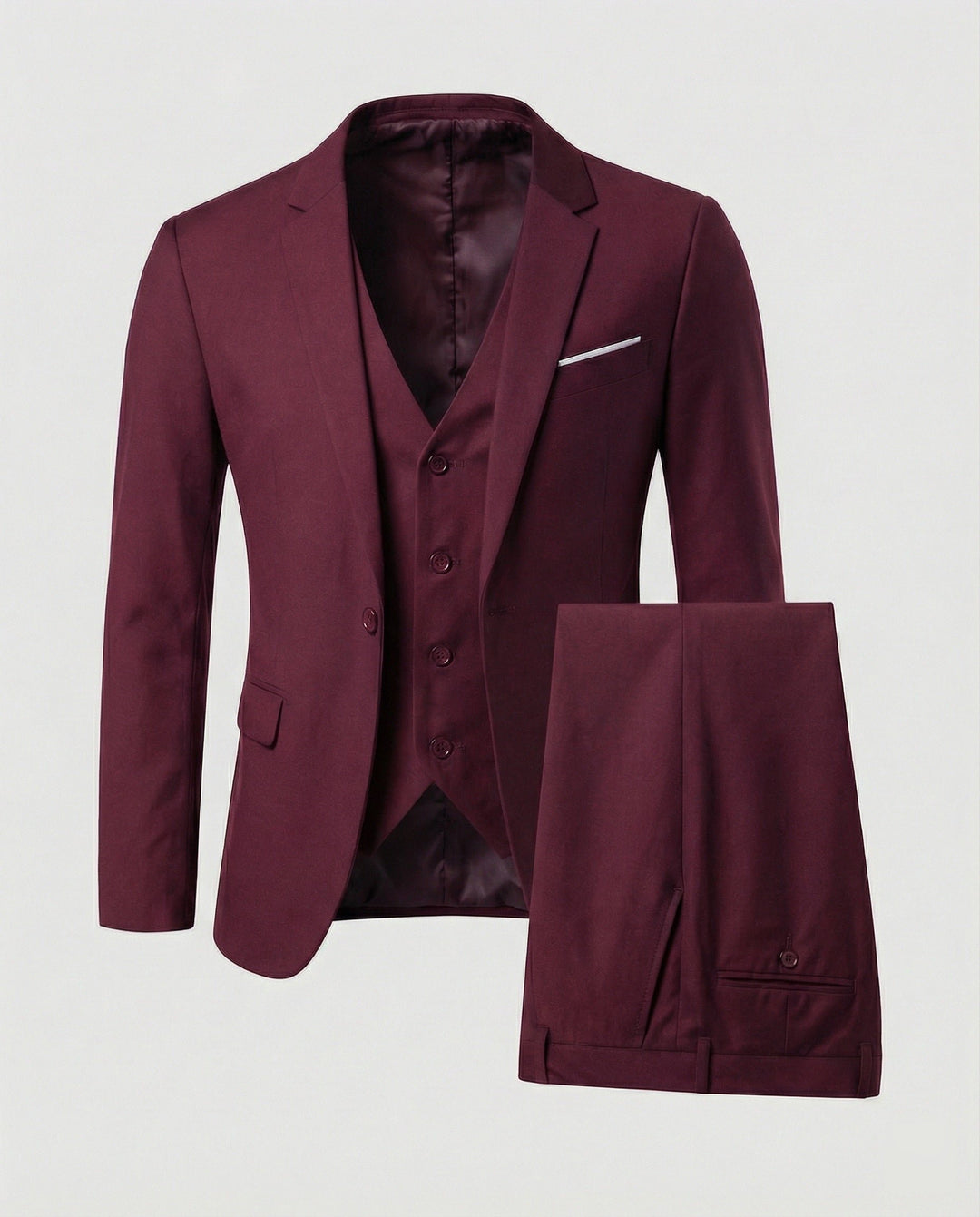 Men's Wool Blend Suit | Three Piece Formal Set Full
