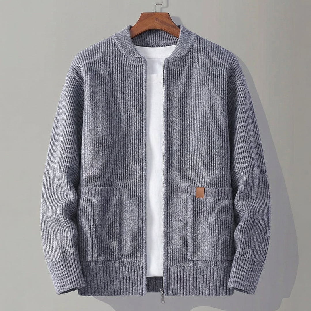 Men's Zip Front Rib Knit Jacket | Bomber Cardigan Fit Hero