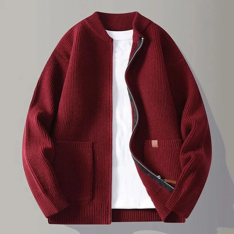 Men's Zip Front Rib Knit Jacket | Bomber Cardigan Fit Lifestyle