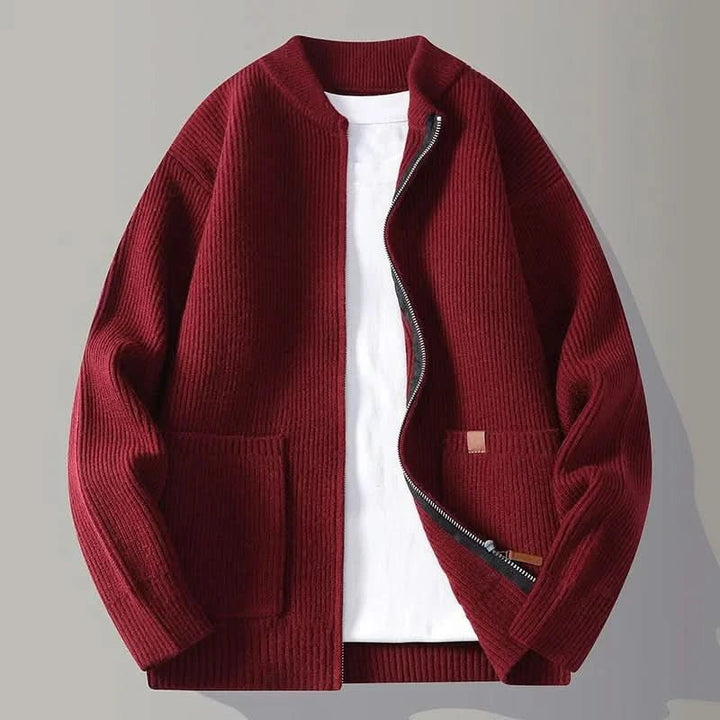 Men's Zip Front Rib Knit Jacket | Bomber Cardigan Fit Lifestyle