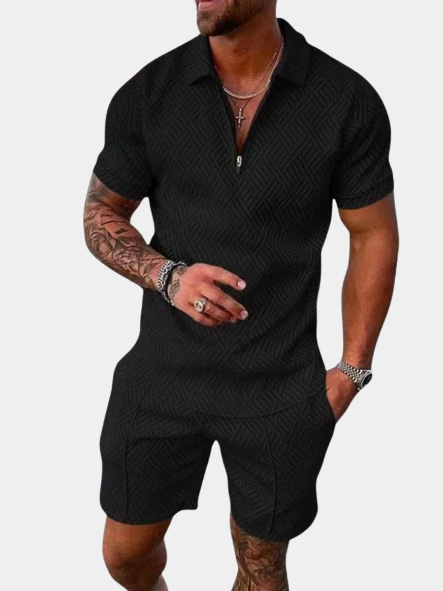Men's Zip Polo Short Set | Relaxed Fit Co-ord Hero