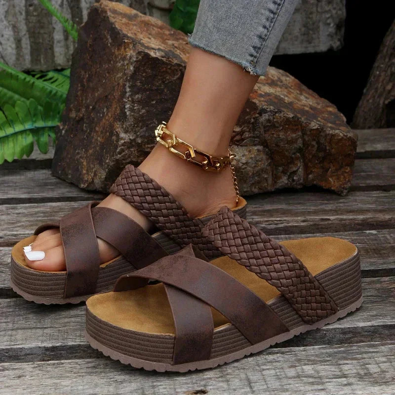Women's Orthopedic Sandals | Cross Strap Braided
