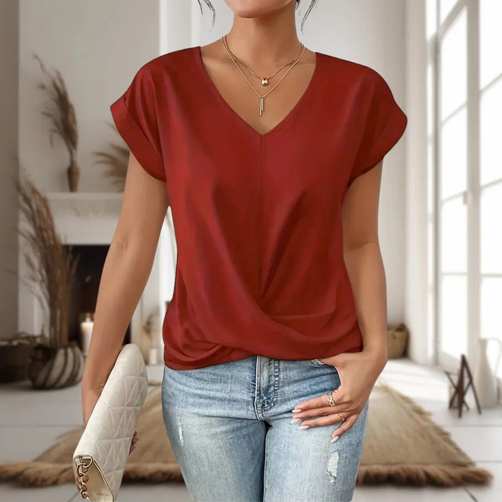 Women's Casual Top | Sweetheart Neck Twist Hem