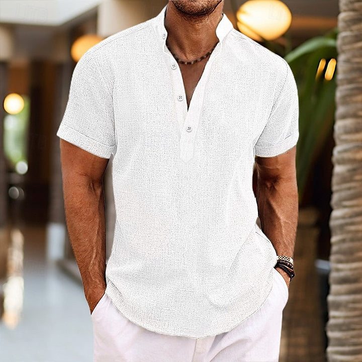 Men's Lightweight Short Sleeve Shirt | Grandad Collar