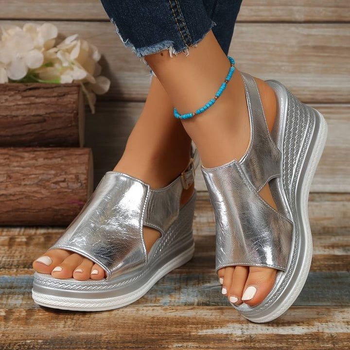 Orthopedic Wedge Sandals | Metallic Slingback