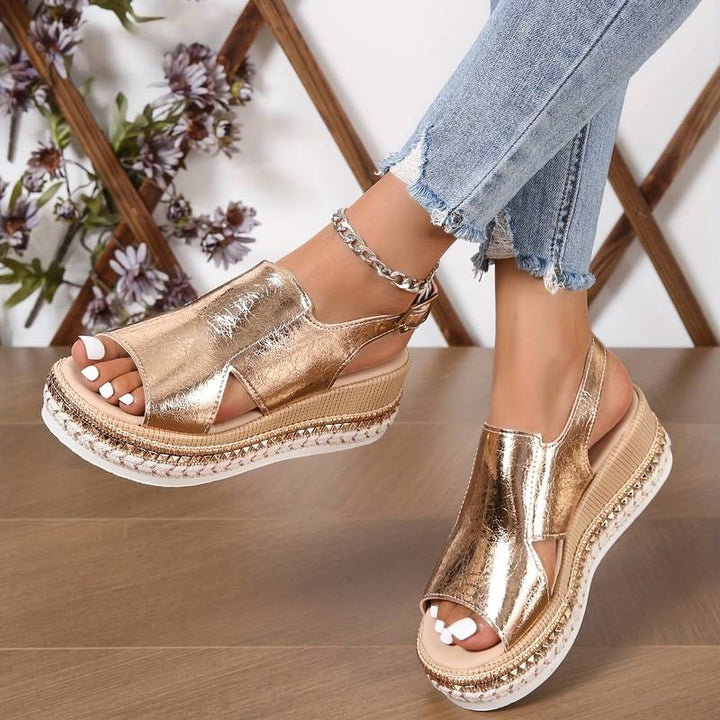 Orthopedic Wedge Sandals | Metallic Slingback