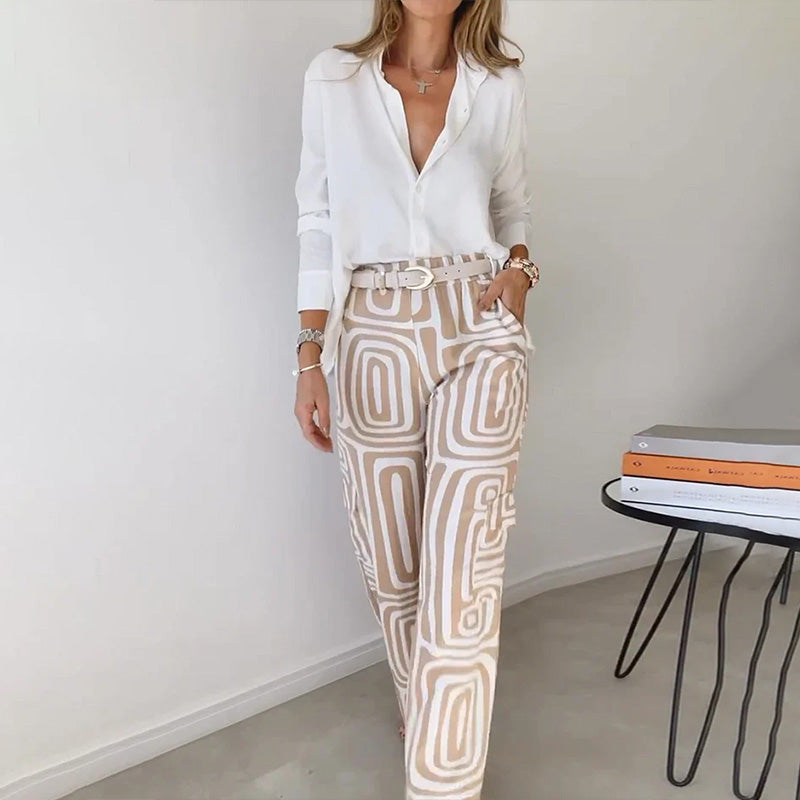 Elegant Two-Piece Set | Wide Leg Printed