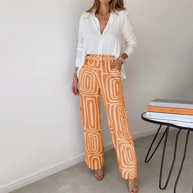 Elegant Two-Piece Set | Wide Leg Printed