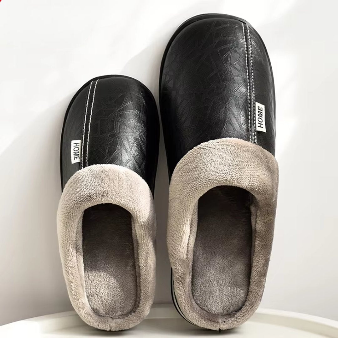 Unisex Fur Cuff Comfort Slides Side