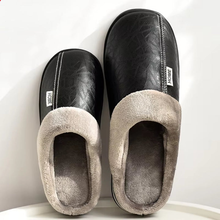 Unisex Fur Cuff Comfort Slides Side