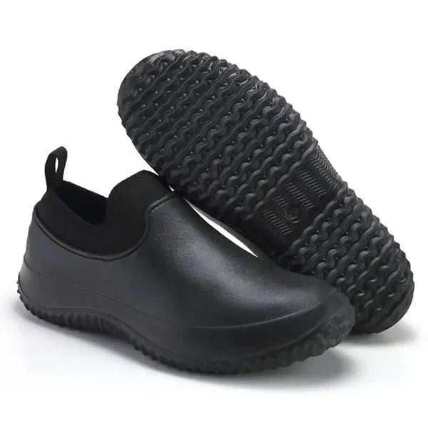 Unisex Waterproof Slip-On Work Shoes with Contrast Sole Side