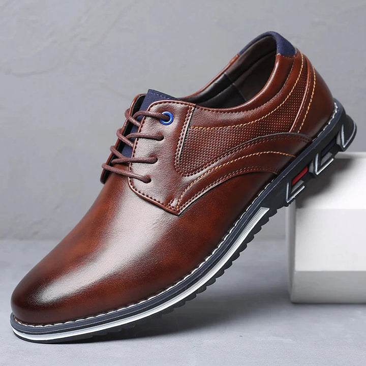 Oxford Leather Lace-Up Low-Top Shoes