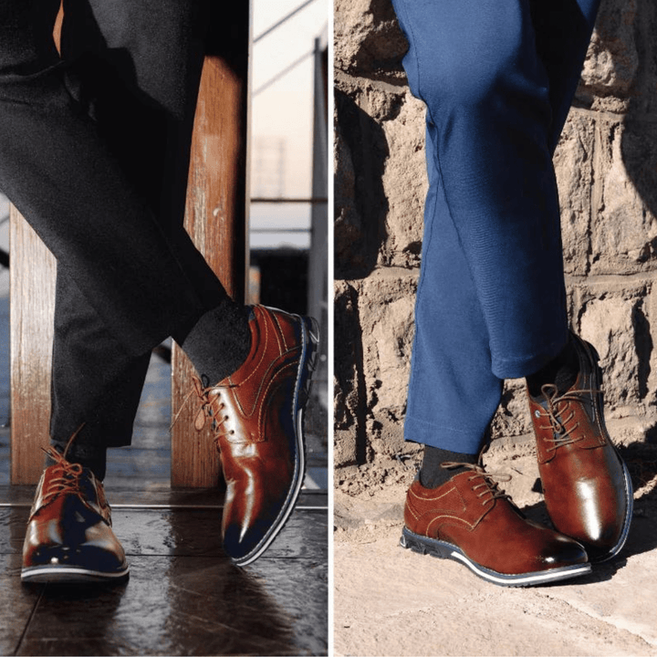 Oxford Leather Lace-Up Low-Top Shoes