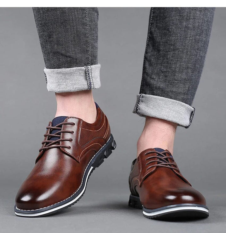 Oxford Leather Lace-Up Low-Top Shoes