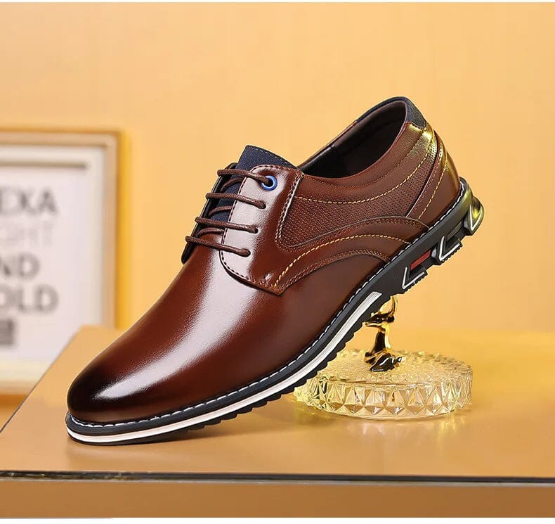Oxford Leather Lace-Up Low-Top Shoes