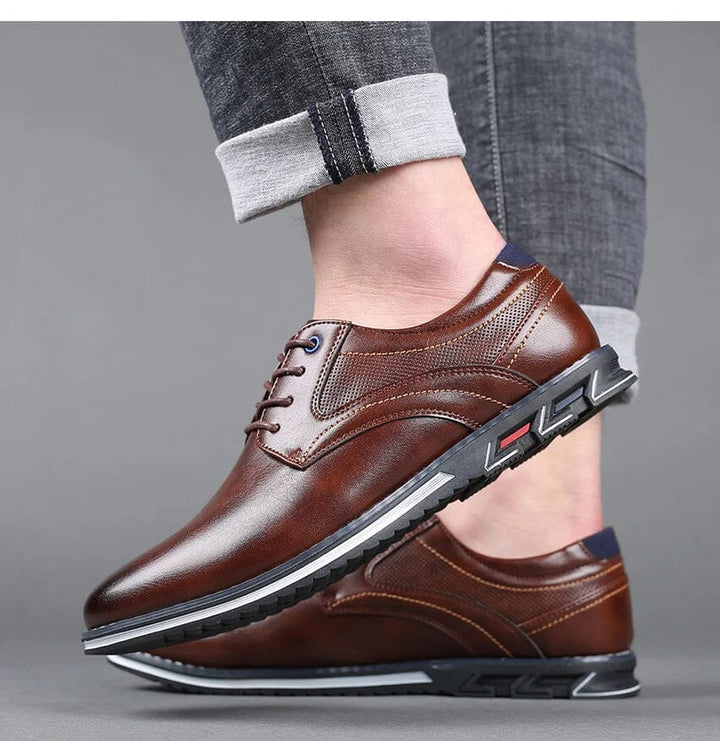 Oxford Leather Lace-Up Low-Top Shoes
