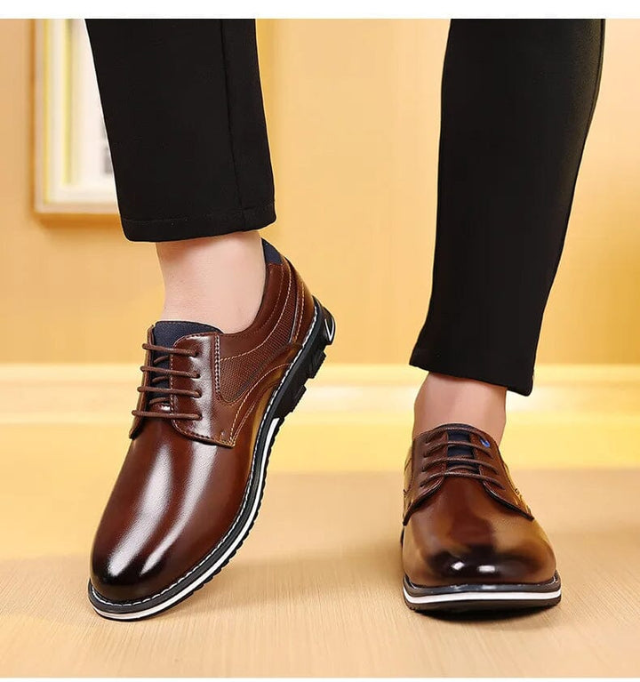 Oxford Leather Lace-Up Low-Top Shoes