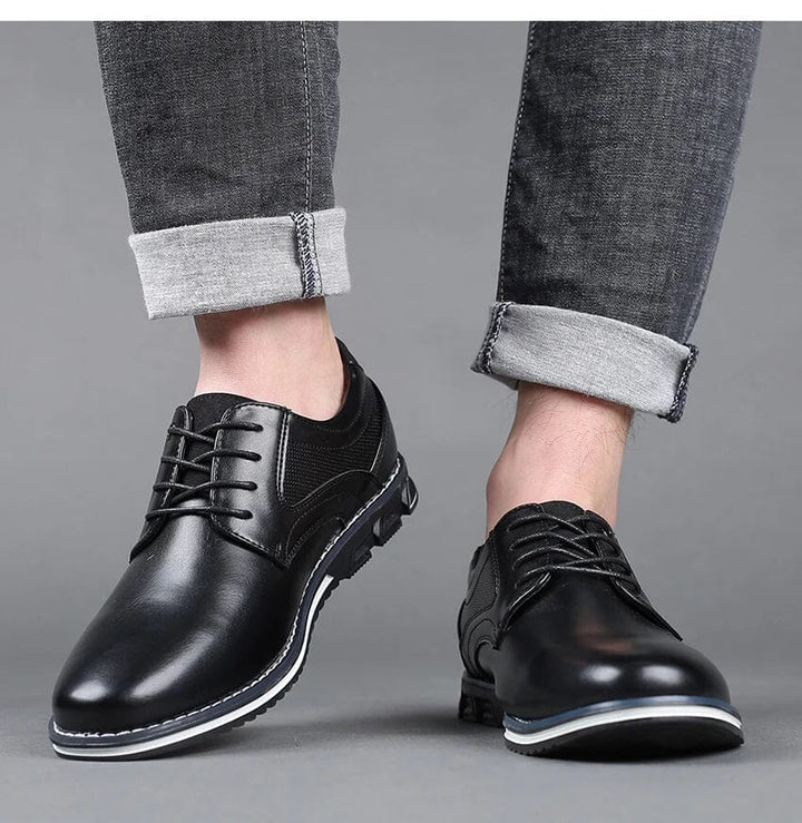 Oxford Leather Lace-Up Low-Top Shoes
