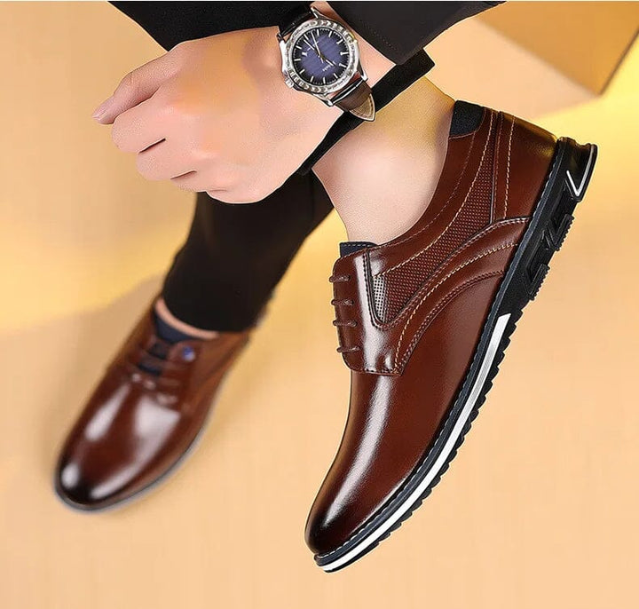 Oxford Leather Lace-Up Low-Top Shoes