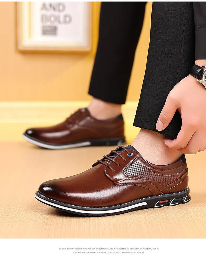 Oxford Leather Lace-Up Low-Top Shoes
