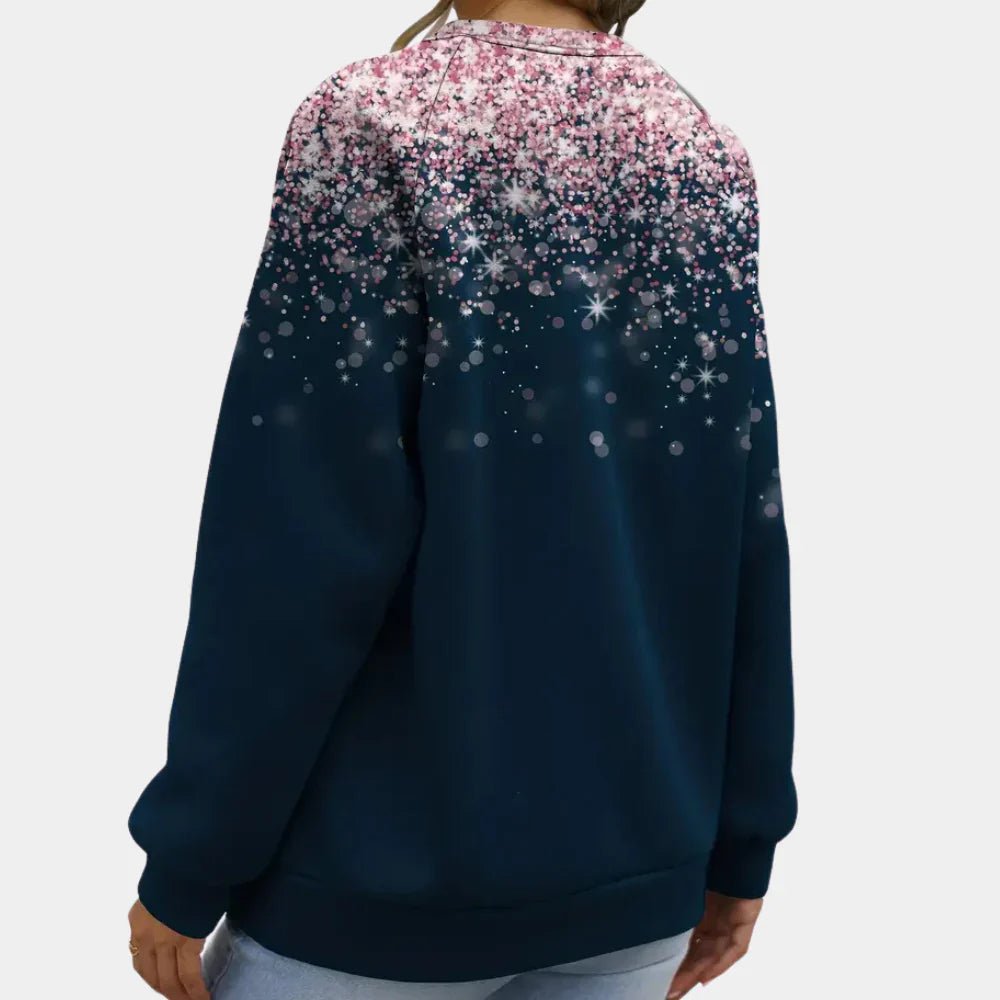 Women's 3D Snowflake Sweater | Crew Neck Winter Knit Back