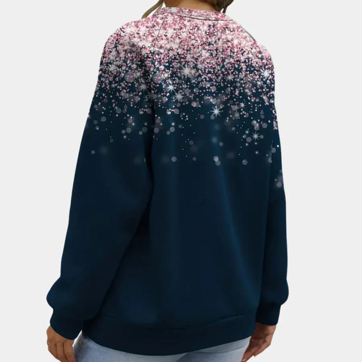 Women's 3D Snowflake Sweater | Crew Neck Winter Knit Back
