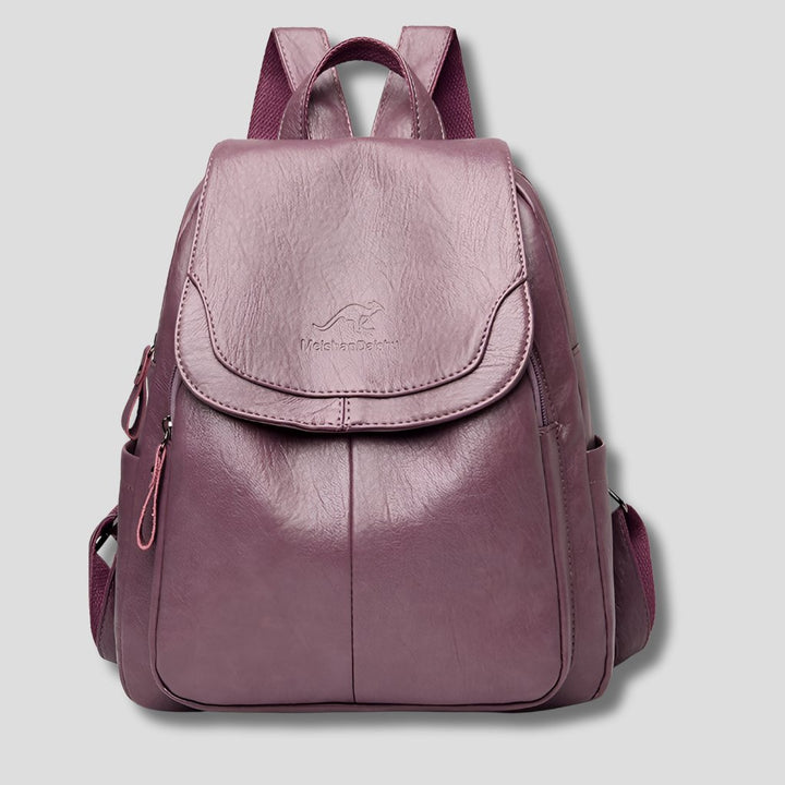 Women's Anti-Theft Leather Backpack | Scallop Flap City Bag Alternate