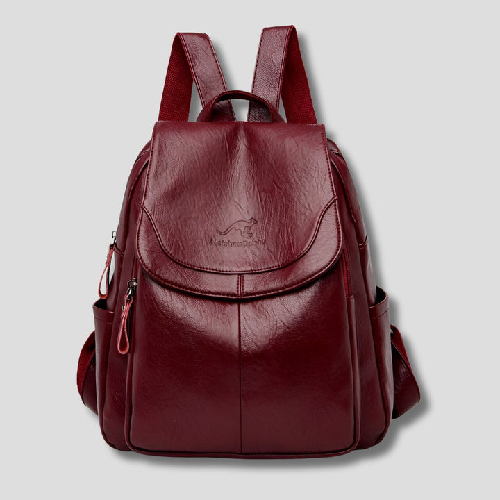 Women's Anti-Theft Leather Backpack | Scallop Flap City Bag Back
