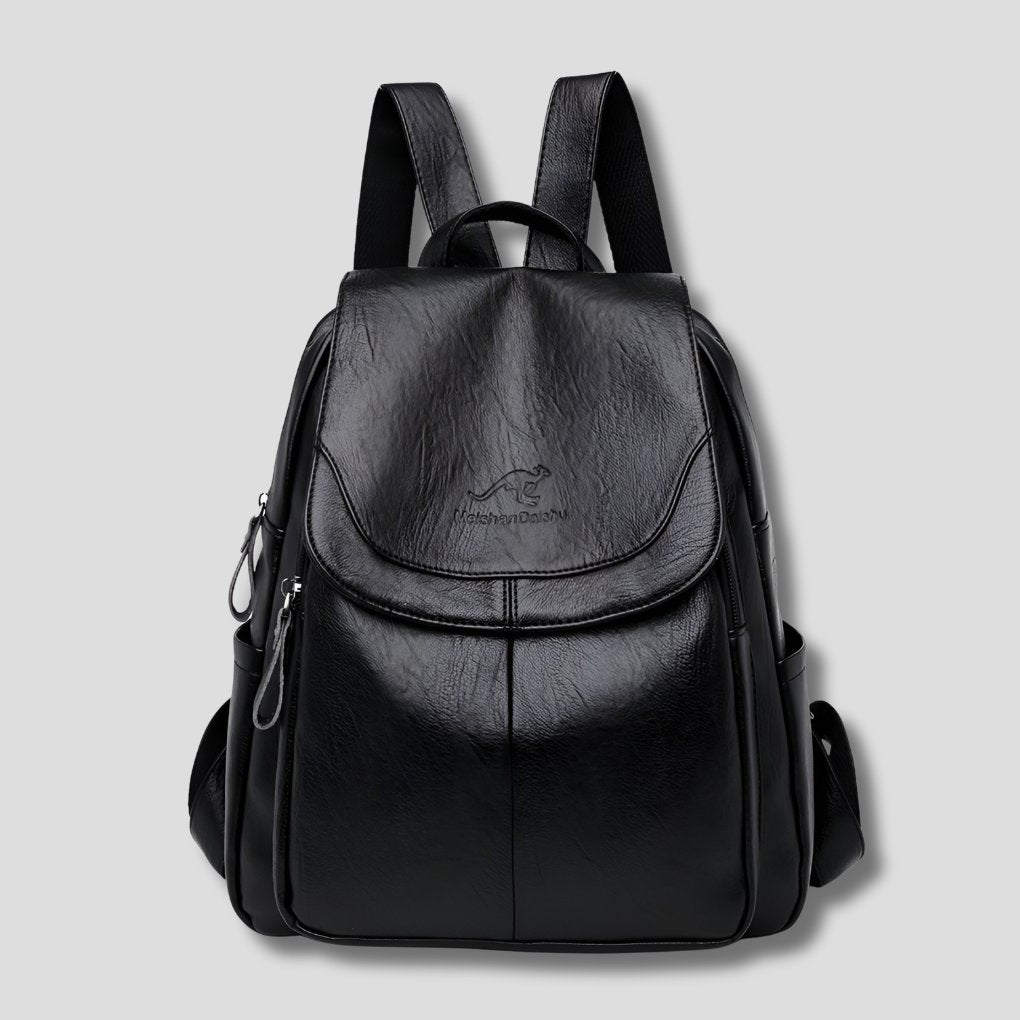 Women's Anti-Theft Leather Backpack | Scallop Flap City Bag Detail