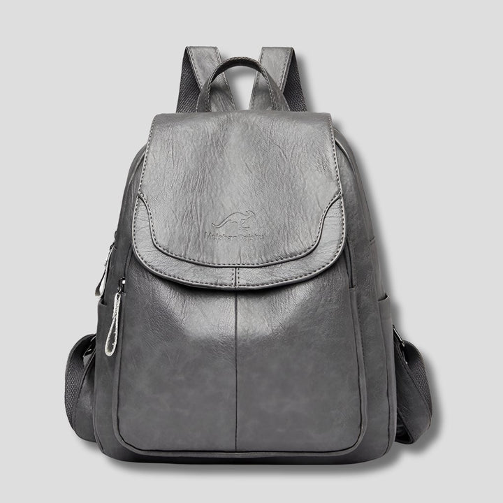 Women's Anti-Theft Leather Backpack | Scallop Flap City Bag Full