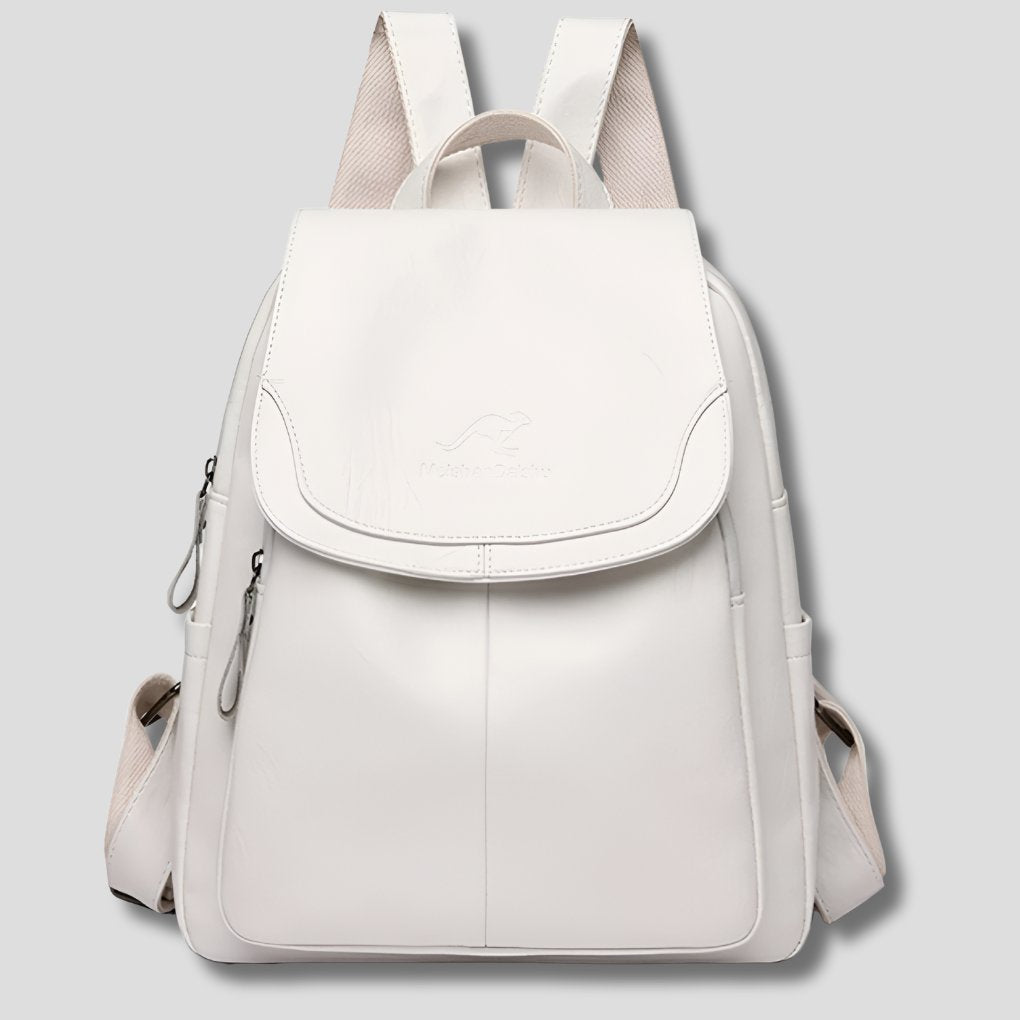 Women's Anti-Theft Leather Backpack | Scallop Flap City Bag Hero