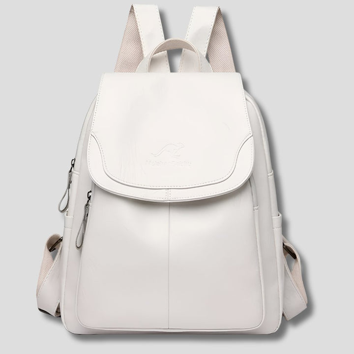 Women's Anti-Theft Leather Backpack | Scallop Flap City Bag Hero